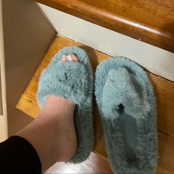 Rubber Bottom Fuzzy Slippers - Picture 2 of 4